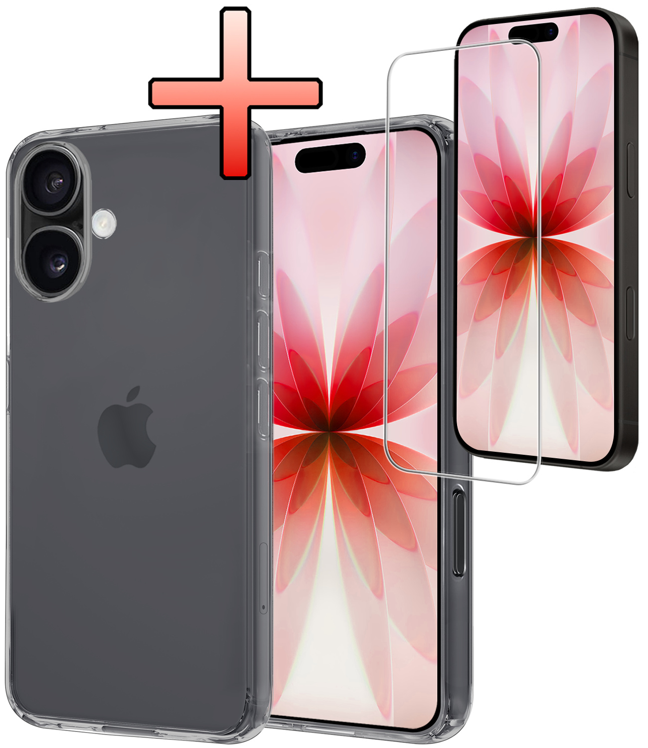 NoXx NoXx iPhone 17 Hoesje Siliconen Met Screenprotector Met Dichte Notch - Transparant