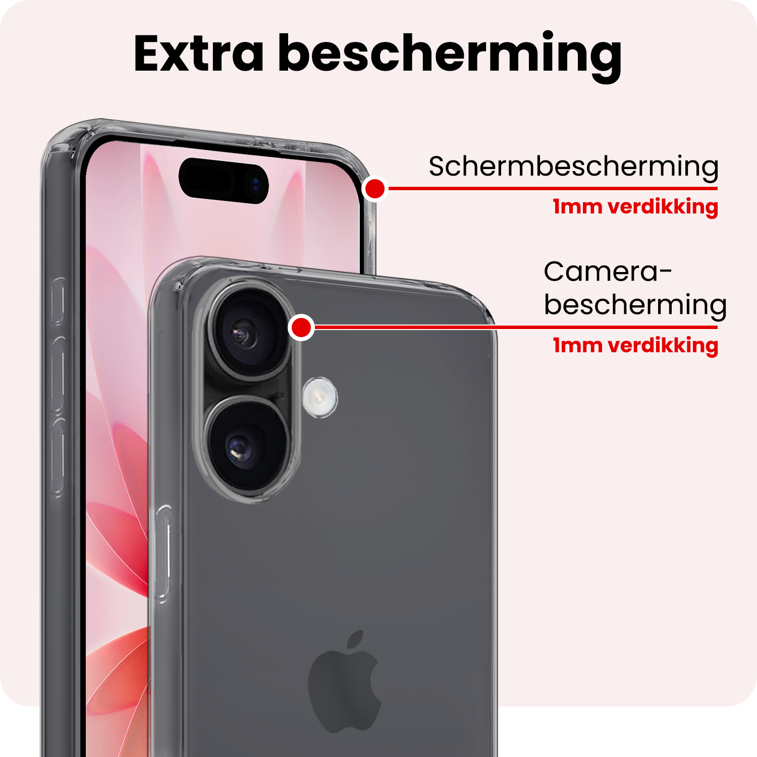 NoXx NoXx iPhone 17 Hoesje Siliconen Met Screenprotector Met Dichte Notch - Transparant