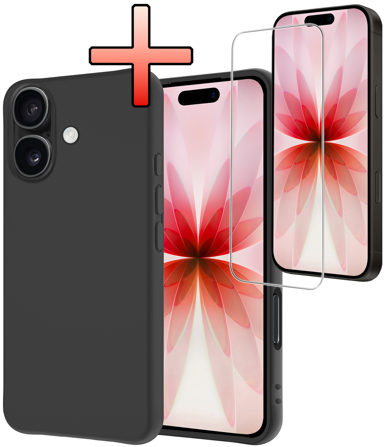 NoXx NoXx iPhone 17 Hoesje Siliconen Met Screenprotector Met Dichte Notch - Zwart