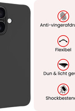 NoXx NoXx iPhone 17 Hoesje Siliconen Met Screenprotector Met Dichte Notch - Zwart