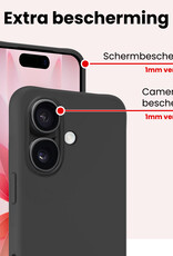 NoXx NoXx iPhone 17 Hoesje Siliconen Met Screenprotector Met Dichte Notch - Zwart