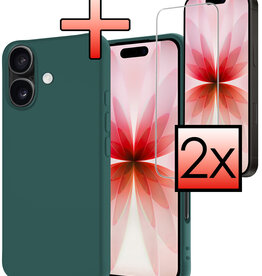 NoXx NoXx iPhone 17 Hoesje Siliconen Met 2x Screenprotector Met Dichte Notch - Donkergroen