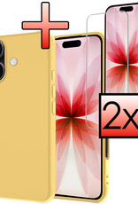 NoXx NoXx iPhone 17 Hoesje Siliconen Met 2x Screenprotector Met Dichte Notch - Geel