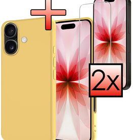 NoXx NoXx iPhone 17 Hoesje Siliconen Met 2x Screenprotector Met Dichte Notch - Geel