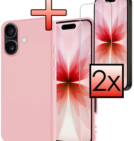 NoXx NoXx iPhone 17 Hoesje Siliconen Met 2x Screenprotector Met Dichte Notch - Lichtroze