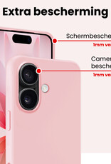 NoXx NoXx iPhone 17 Hoesje Siliconen Met 2x Screenprotector Met Dichte Notch - Lichtroze
