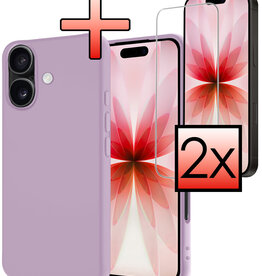 NoXx NoXx iPhone 17 Hoesje Siliconen Met 2x Screenprotector Met Dichte Notch - Lila
