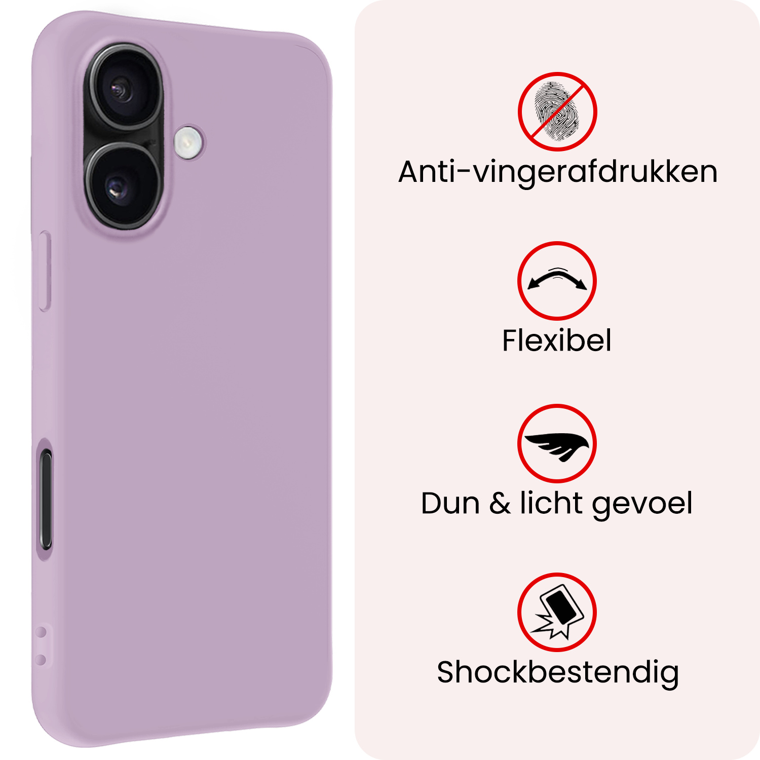 NoXx NoXx iPhone 17 Hoesje Siliconen Met 2x Screenprotector Met Dichte Notch - Lila
