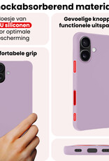 NoXx NoXx iPhone 17 Hoesje Siliconen Met 2x Screenprotector Met Dichte Notch - Lila