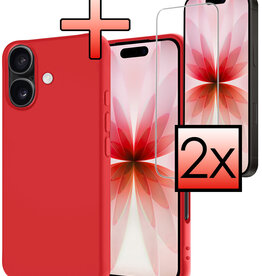 NoXx NoXx iPhone 17 Hoesje Siliconen Met 2x Screenprotector Met Dichte Notch - Rood