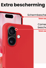 NoXx NoXx iPhone 17 Hoesje Siliconen Met 2x Screenprotector Met Dichte Notch - Rood