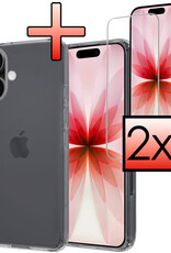 NoXx NoXx iPhone 17 Hoesje Siliconen Met 2x Screenprotector Met Dichte Notch - Transparant