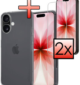 NoXx NoXx iPhone 17 Hoesje Siliconen Met 2x Screenprotector Met Dichte Notch - Transparant