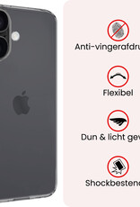 NoXx NoXx iPhone 17 Hoesje Siliconen Met 2x Screenprotector Met Dichte Notch - Transparant