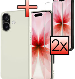 NoXx NoXx iPhone 17 Hoesje Siliconen Met 2x Screenprotector Met Dichte Notch - Wit