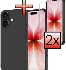 NoXx NoXx iPhone 17 Hoesje Siliconen Met 2x Screenprotector Met Dichte Notch - Zwart