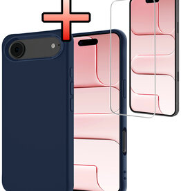 NoXx NoXx iPhone Air Hoesje Siliconen Met Screenprotector Met Dichte Notch - Donkerblauw