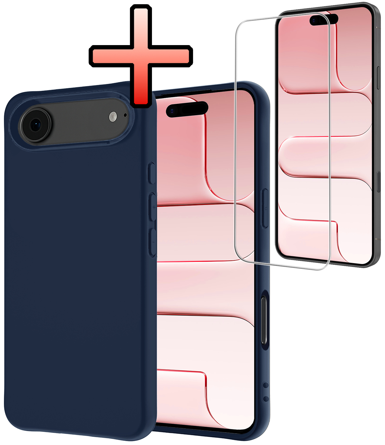 NoXx NoXx iPhone Air Hoesje Siliconen Met Screenprotector Met Dichte Notch - Donkerblauw