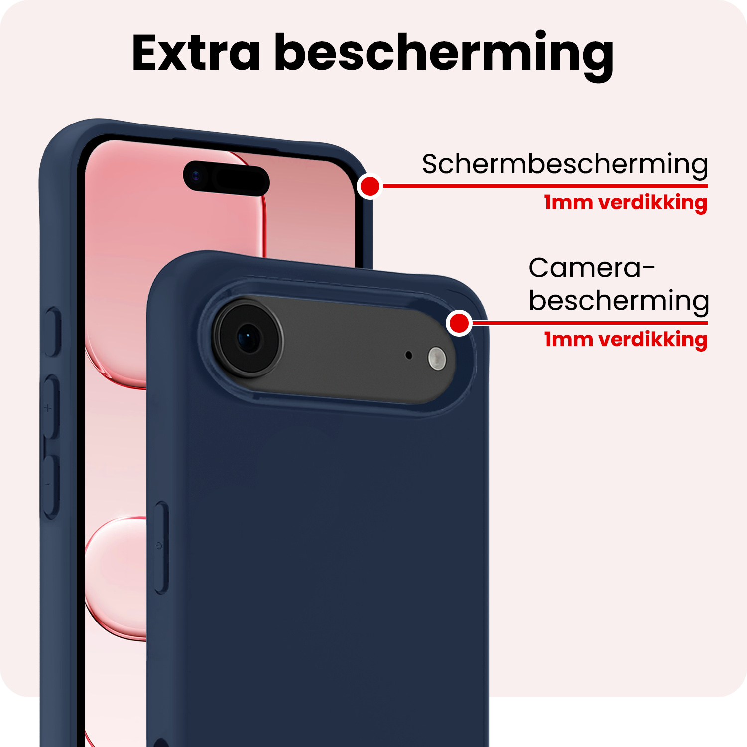 NoXx NoXx iPhone Air Hoesje Siliconen Met Screenprotector Met Dichte Notch - Donkerblauw