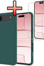 NoXx NoXx iPhone Air Hoesje Siliconen Met Screenprotector Met Dichte Notch - Donkergroen