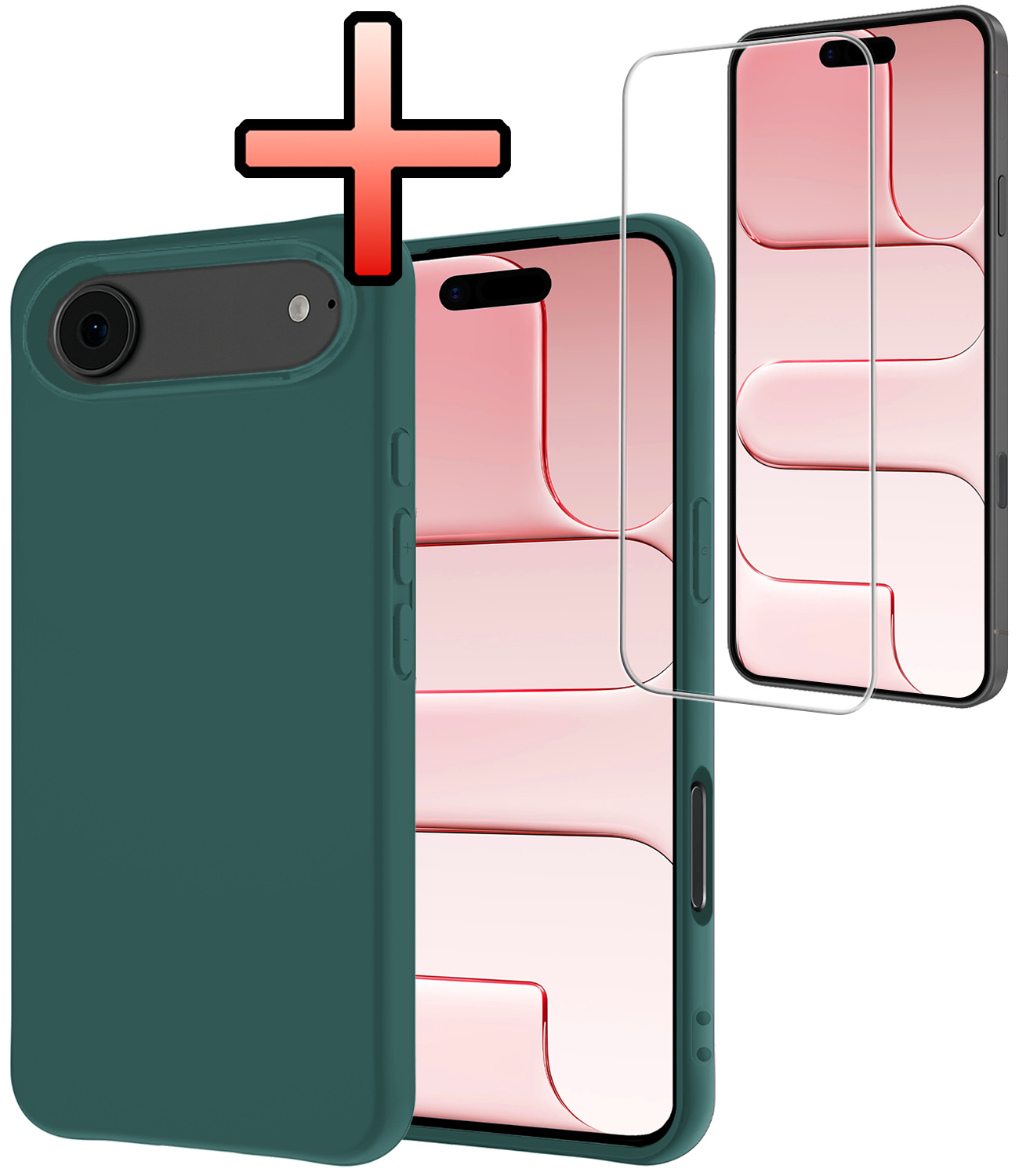 NoXx NoXx iPhone Air Hoesje Siliconen Met Screenprotector Met Dichte Notch - Donkergroen