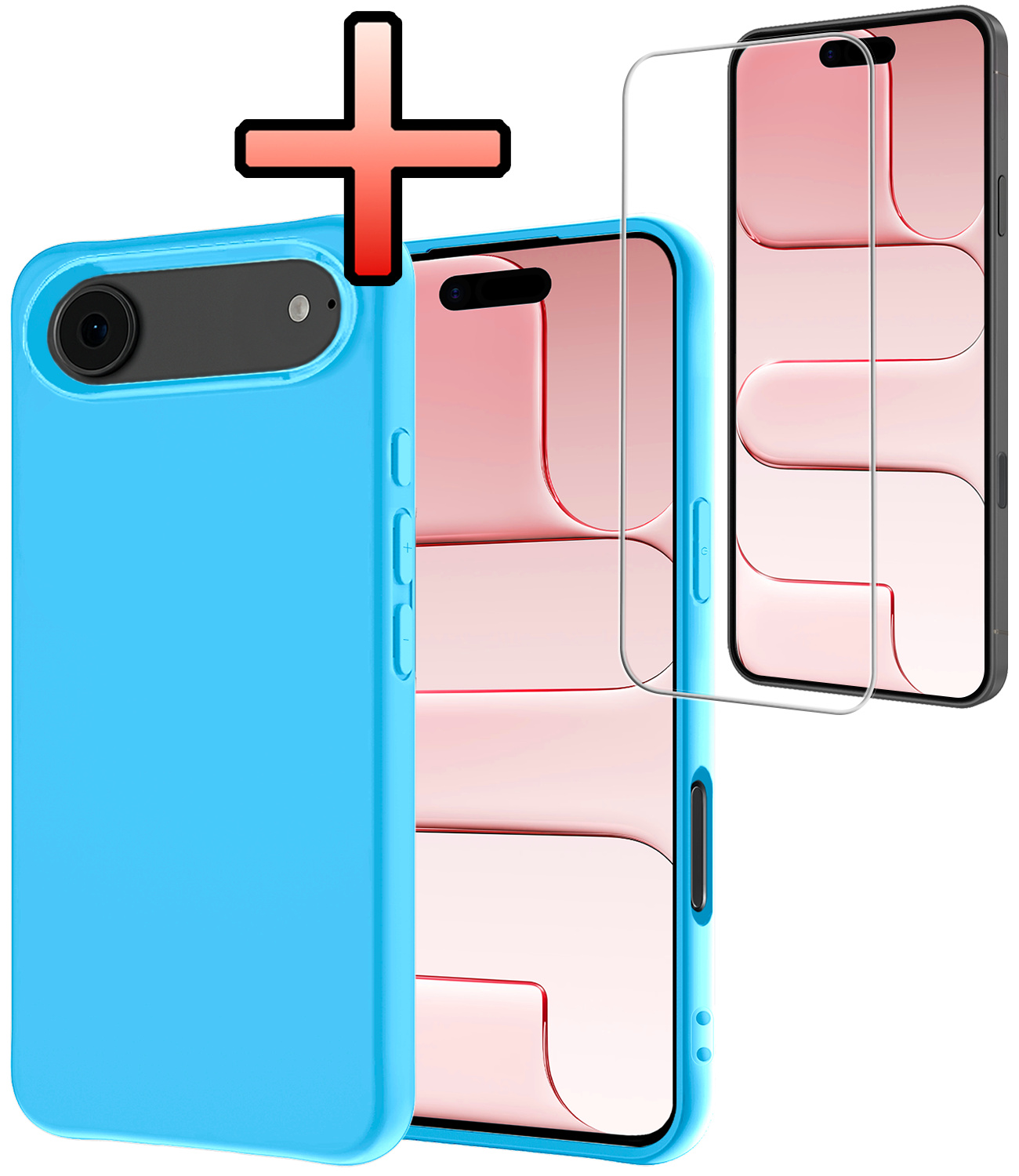 NoXx NoXx iPhone Air Hoesje Siliconen Met Screenprotector Met Dichte Notch - Lichtblauw