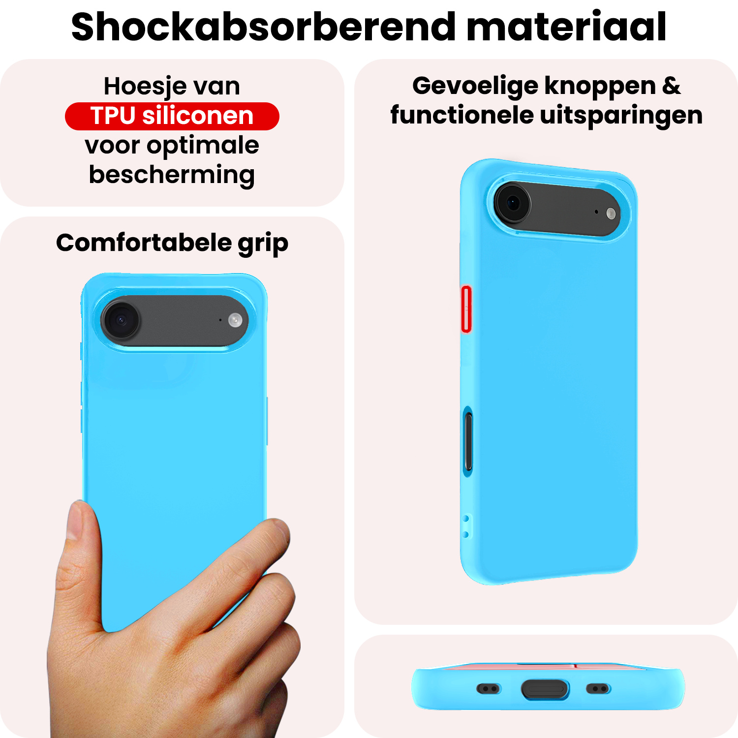NoXx NoXx iPhone Air Hoesje Siliconen Met Screenprotector Met Dichte Notch - Lichtblauw