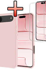 NoXx NoXx iPhone Air Hoesje Siliconen Met Screenprotector Met Dichte Notch - Lichtroze