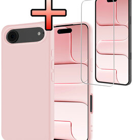 NoXx NoXx iPhone Air Hoesje Siliconen Met Screenprotector Met Dichte Notch - Lichtroze