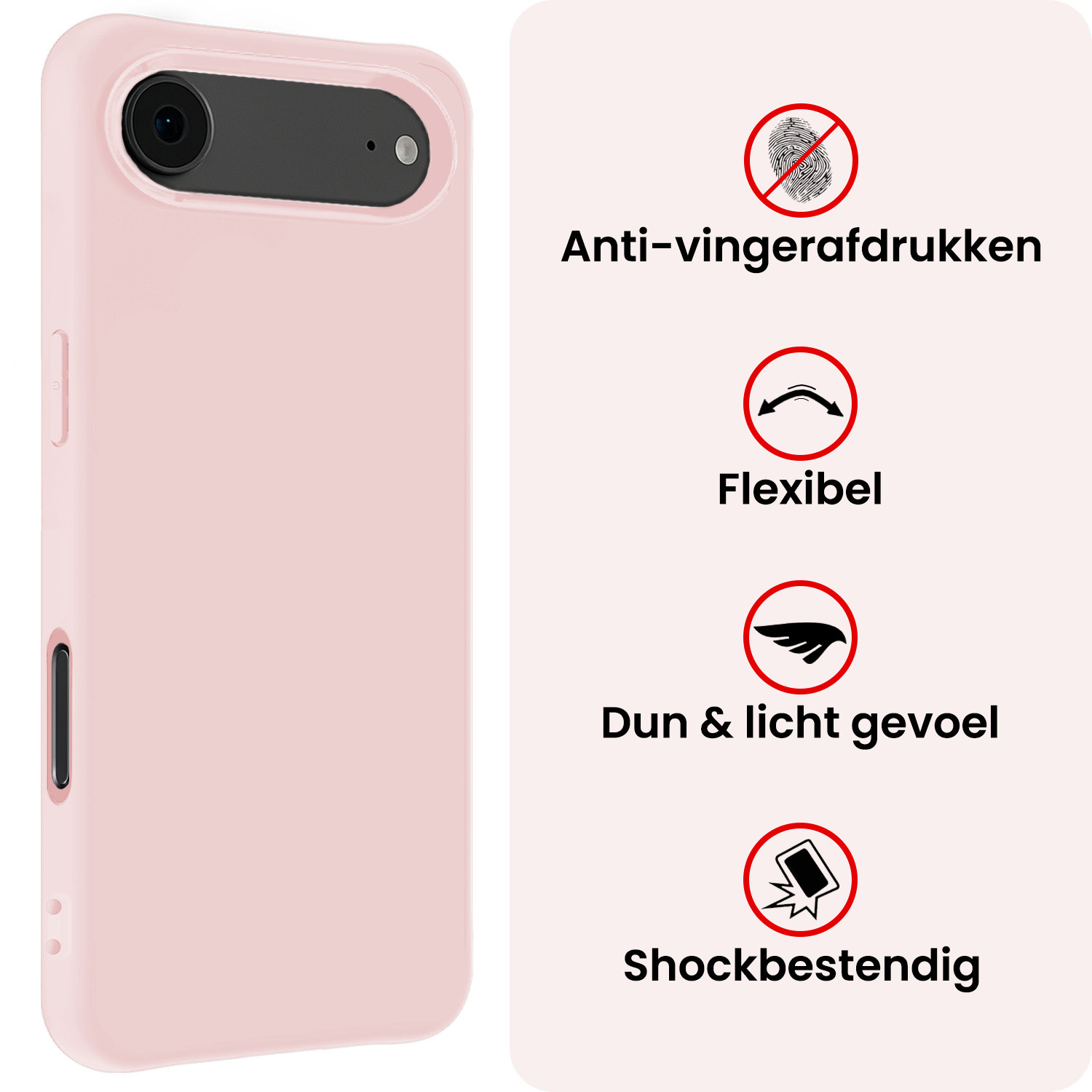 NoXx NoXx iPhone Air Hoesje Siliconen Met Screenprotector Met Dichte Notch - Lichtroze