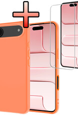 NoXx NoXx iPhone Air Hoesje Siliconen Met Screenprotector Met Dichte Notch - Perzik