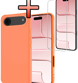 NoXx NoXx iPhone Air Hoesje Siliconen Met Screenprotector Met Dichte Notch - Perzik