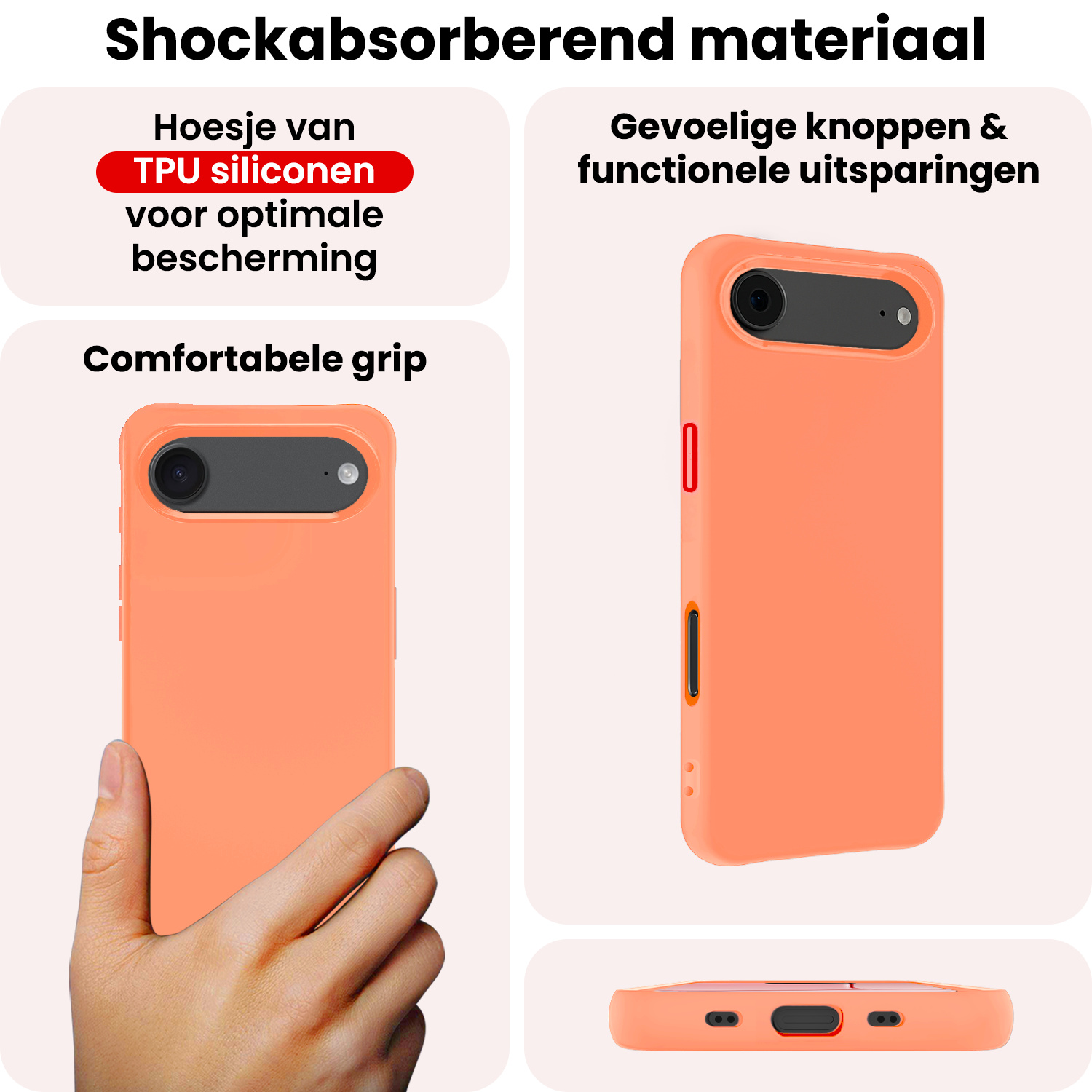NoXx NoXx iPhone Air Hoesje Siliconen Met Screenprotector Met Dichte Notch - Perzik