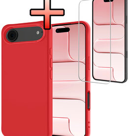 NoXx NoXx iPhone Air Hoesje Siliconen Met Screenprotector Met Dichte Notch - Rood
