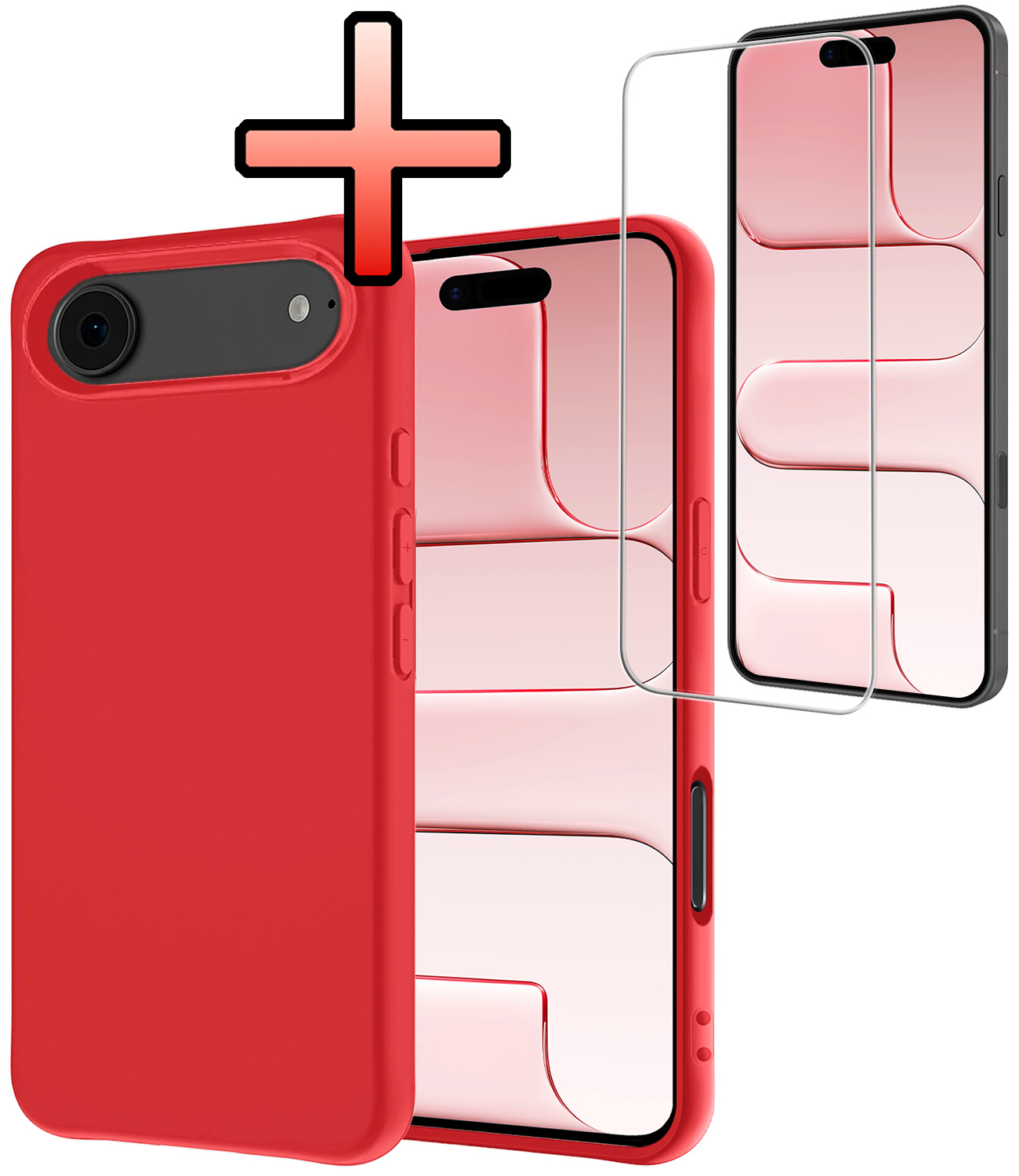 NoXx NoXx iPhone Air Hoesje Siliconen Met Screenprotector Met Dichte Notch - Rood