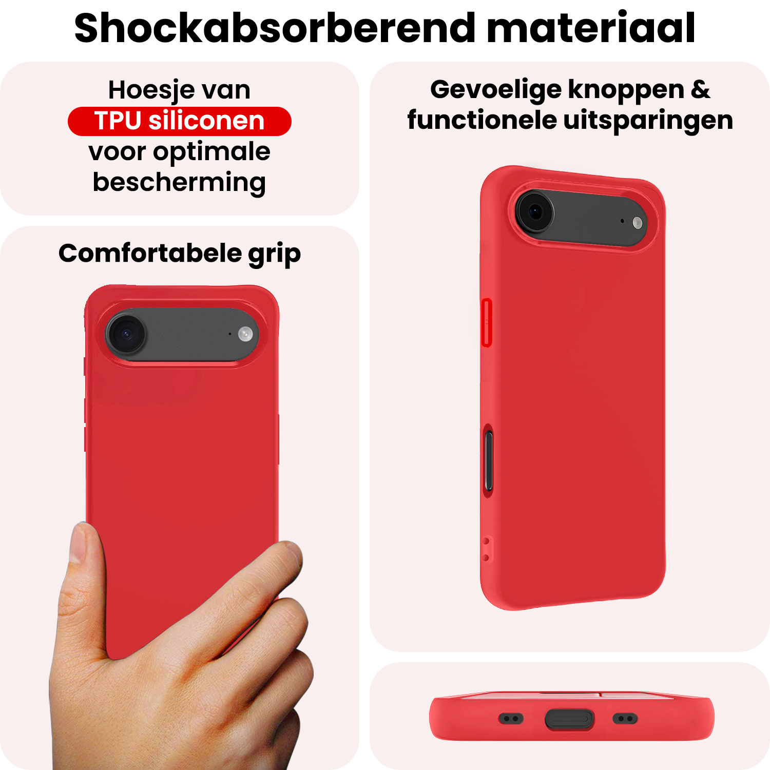 NoXx NoXx iPhone Air Hoesje Siliconen Met Screenprotector Met Dichte Notch - Rood