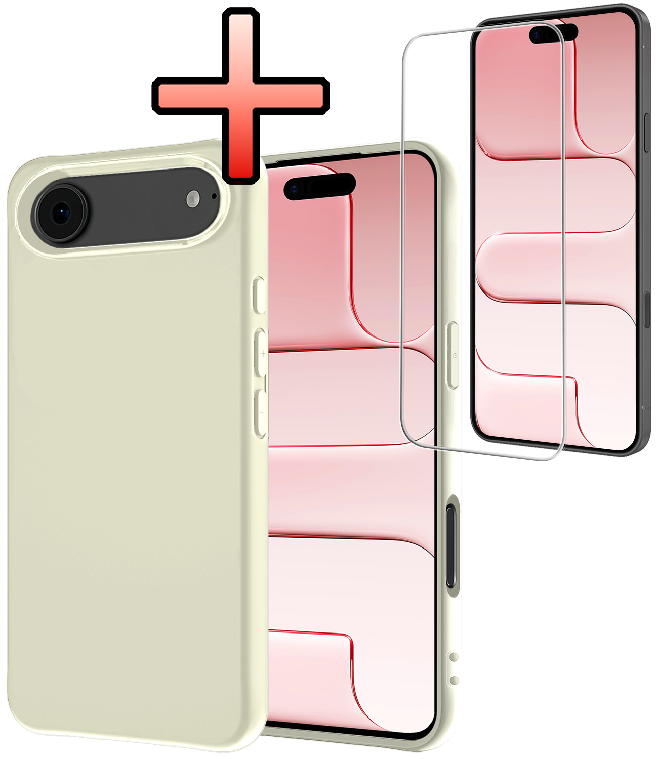 NoXx NoXx iPhone Air Hoesje Siliconen Met Screenprotector Met Dichte Notch - Wit