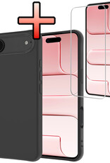 NoXx NoXx iPhone Air Hoesje Siliconen Met Screenprotector Met Dichte Notch - Zwart
