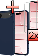 NoXx NoXx iPhone Air Hoesje Siliconen Met 2x Screenprotector Met Dichte Notch - Donkerblauw