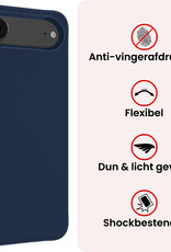 NoXx NoXx iPhone Air Hoesje Siliconen Met 2x Screenprotector Met Dichte Notch - Donkerblauw