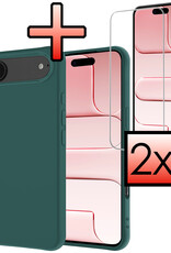 NoXx NoXx iPhone Air Hoesje Siliconen Met 2x Screenprotector Met Dichte Notch - Donkergroen