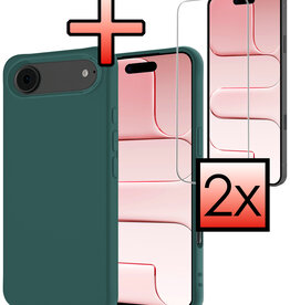 NoXx NoXx iPhone Air Hoesje Siliconen Met 2x Screenprotector Met Dichte Notch - Donkergroen