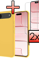 NoXx NoXx iPhone Air Hoesje Siliconen Met 2x Screenprotector Met Dichte Notch - Geel