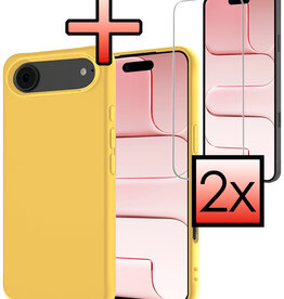 NoXx NoXx iPhone Air Hoesje Siliconen Met 2x Screenprotector Met Dichte Notch - Geel