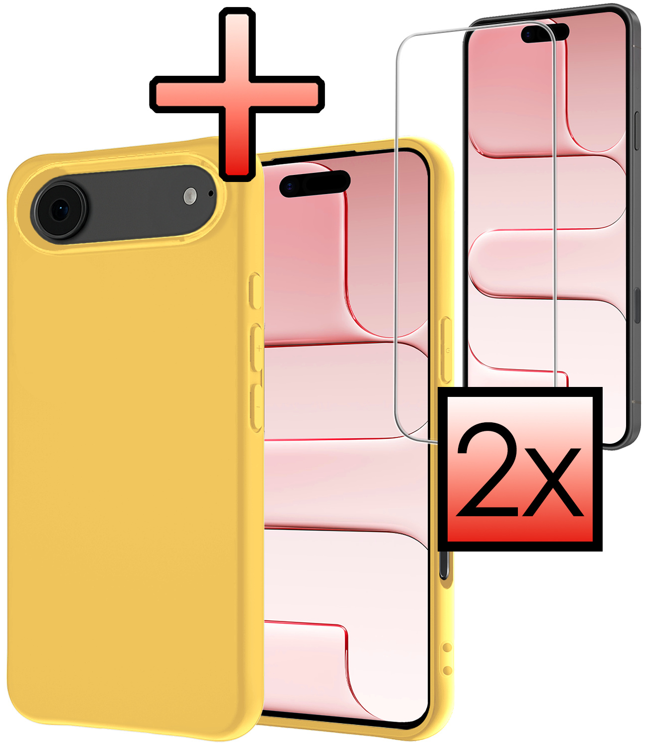 NoXx NoXx iPhone Air Hoesje Siliconen Met 2x Screenprotector Met Dichte Notch - Geel