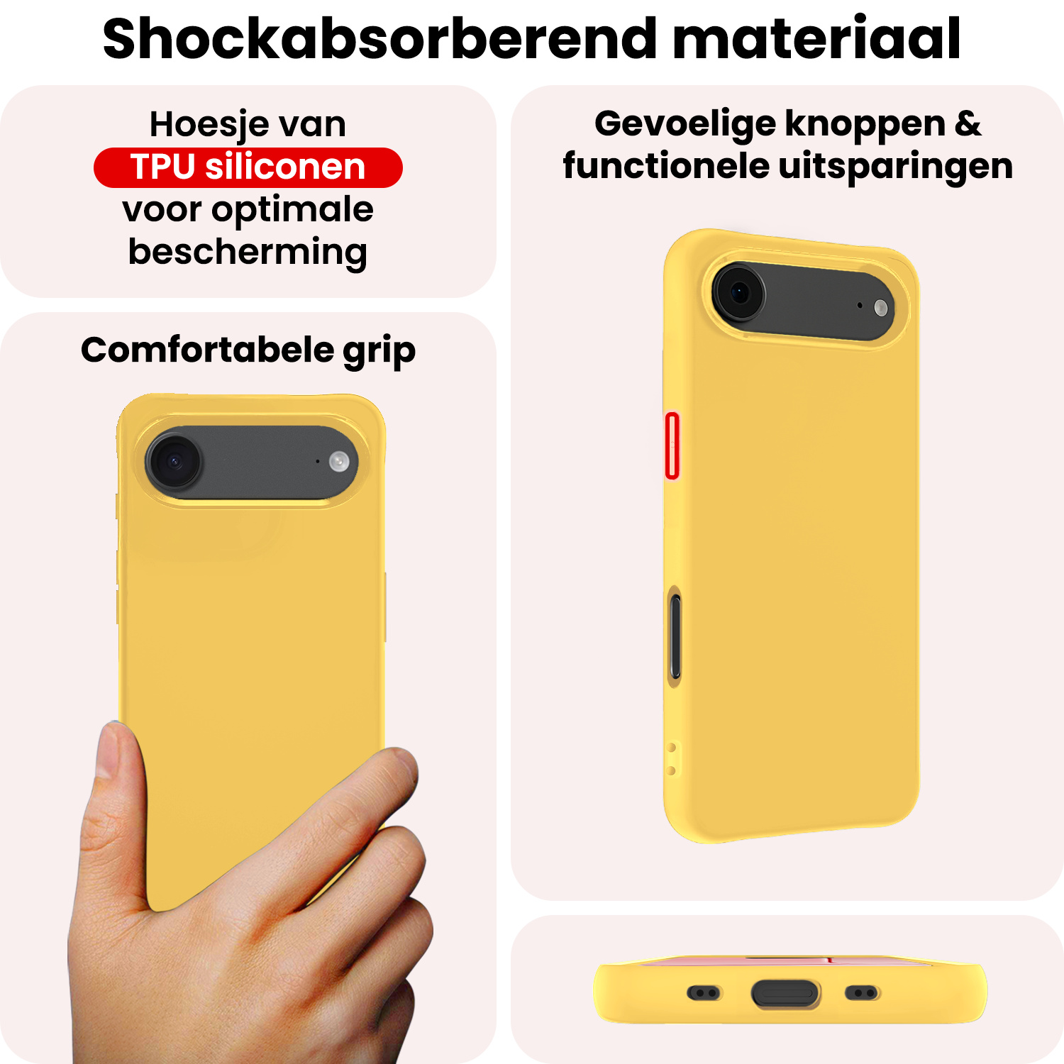 NoXx NoXx iPhone Air Hoesje Siliconen Met 2x Screenprotector Met Dichte Notch - Geel