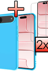 NoXx NoXx iPhone Air Hoesje Siliconen Met 2x Screenprotector Met Dichte Notch - Lichtblauw