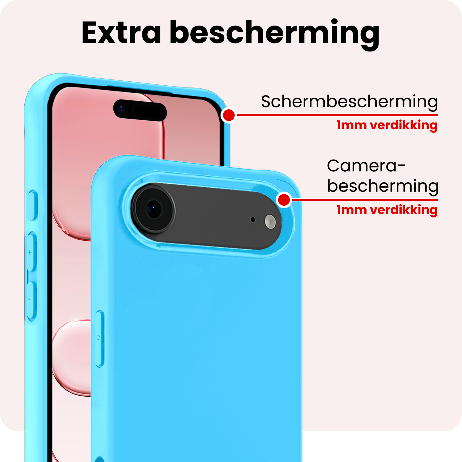 NoXx NoXx iPhone Air Hoesje Siliconen Met 2x Screenprotector Met Dichte Notch - Lichtblauw