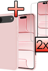 NoXx NoXx iPhone Air Hoesje Siliconen Met 2x Screenprotector Met Dichte Notch - Lichtroze