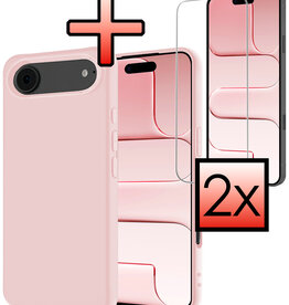 NoXx NoXx iPhone Air Hoesje Siliconen Met 2x Screenprotector Met Dichte Notch - Lichtroze